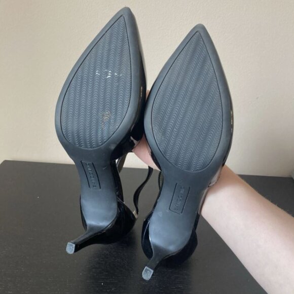 EUC Bandolino Womens Size 8.5 Ginata Buckle Pointed Toe Pump Heels Black Glossy - Picture 5 of 8